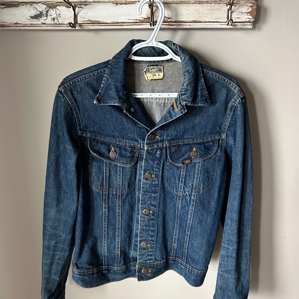 Vintage Men's Dark Wash Lee Jean Jacket - Size Large